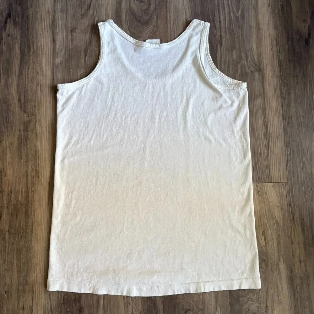 Vintage GUESS Flag Tank Top Shirt Men's Size M 1989 White Worn - Picture 8 of 9